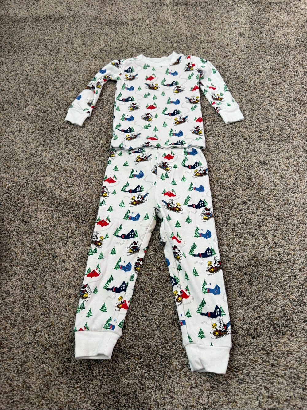 Janie And Jack Disney Christmas Mickey Mouse Holiday Sled Pajamas Size 18-24M